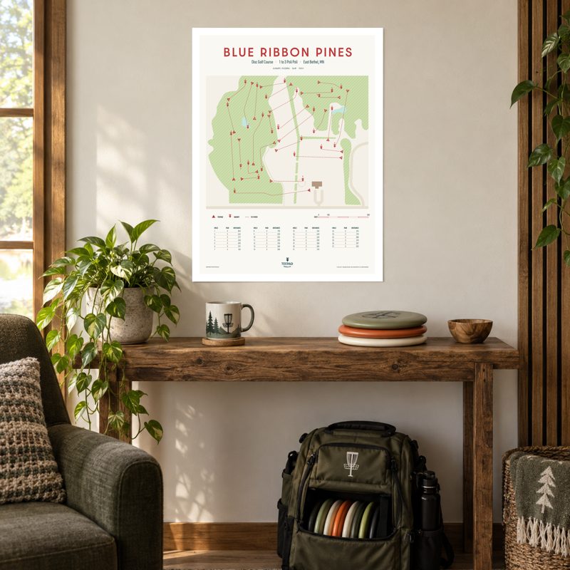 Blue Ribbon Pines map poster in a room