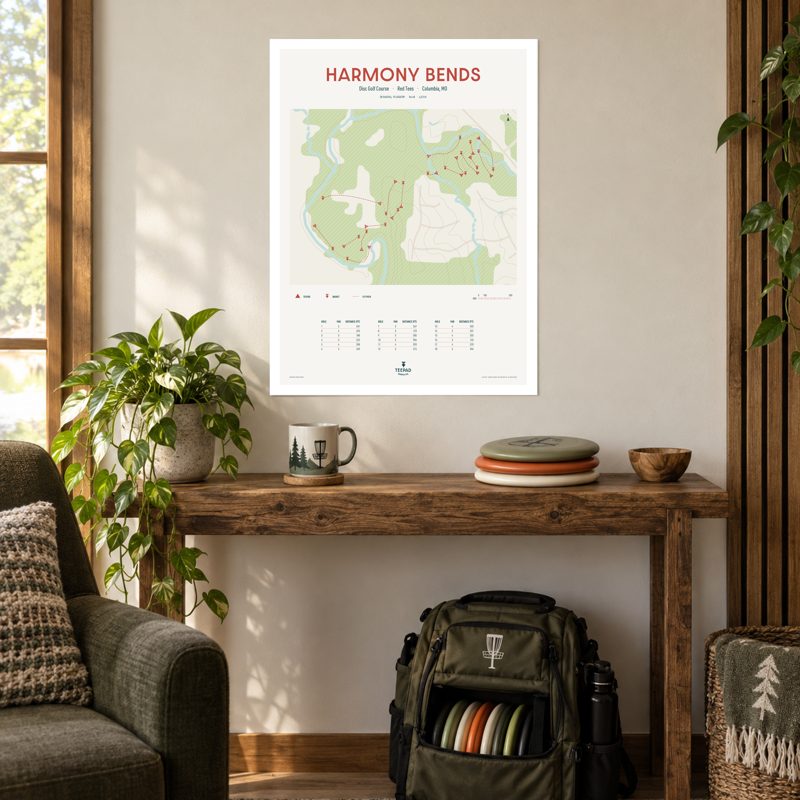 Harmony Bends map poster in a room